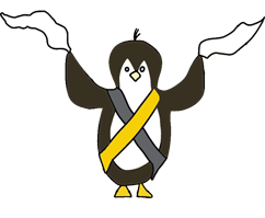 Penguin dancing with hankies